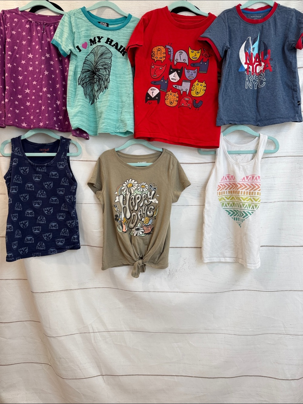 Bundle of 7 Girls Kids' short sleeve t-shirts size 6/7 Cat & Jack - Star Wars